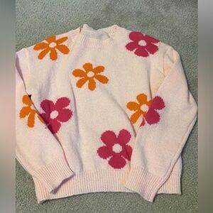 Floral Patterned Pink Sweater